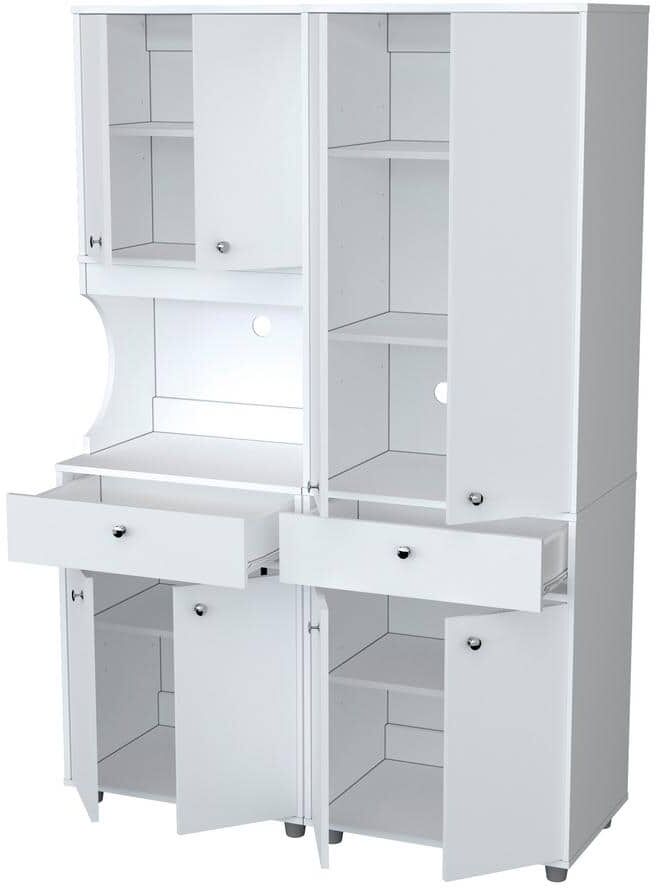 Inval Ready to Assemble 47.2 in. W x 70.5 in. H x 17 in. D Kitchen Storage Utility Cabinet in White (2-Piece)