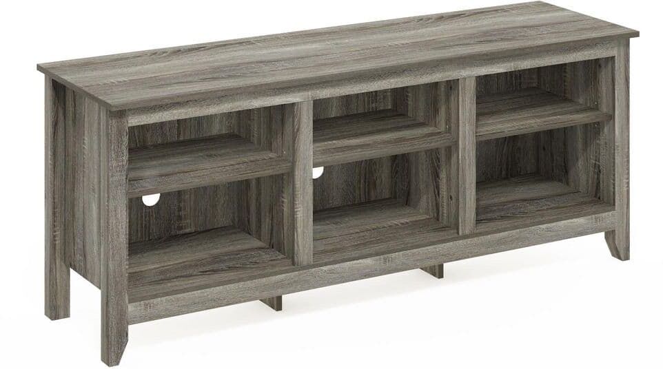 Furinno Jensen 60 in. French Oak Grey Entertainment Center Fits TV's up to 65 in. with Cable Management