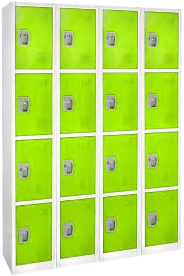 AdirOffice 629-Series 72 in. H 4-Tier Steel Key Lock Storage Locker Free Standing Cabinets for Home, School, Gym in Green (4-Pack)