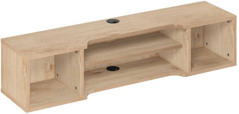 Furinno Indo 47.2 in. Marcy Oak Floating Hutch TV Stand Fits TVs Up to 50 in. with Wall Mount Feature