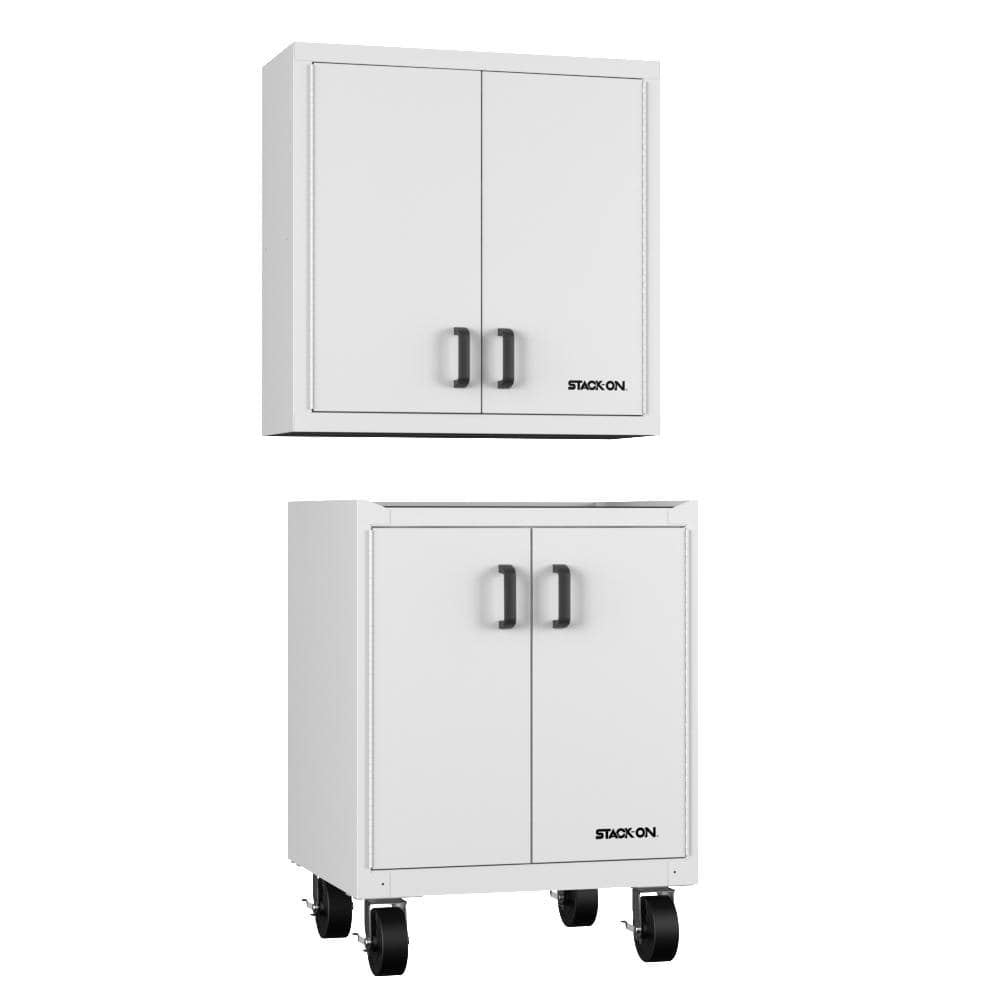 STACK-ON Modular Garage Cabinet Set 30 in. W x 35 in. H x 26.5 in. D 18-Gauge Steel Freestanding Cabinet in Winter White