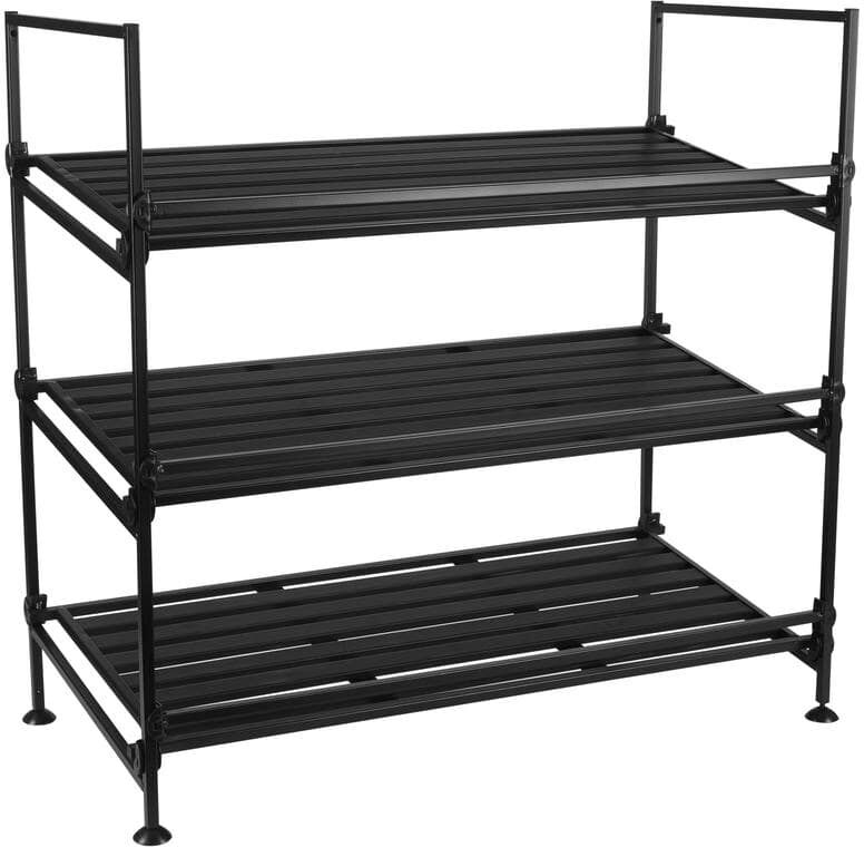 ORGANIZE IT ALL 25.2 H 9-Pair 3-Tier Black Metal Shoe Rack