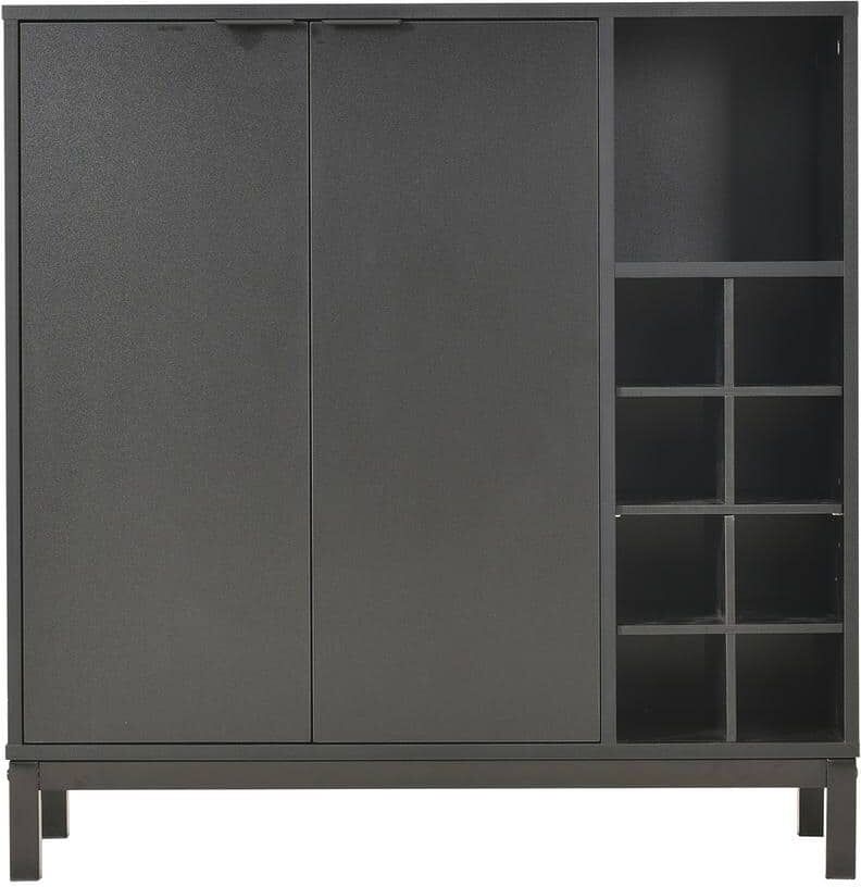 34 in. K and K Black Sideboards and Buffets w/ Storage Coffee Bar Cabinet Wine Racks Storage Server Dining Room Console