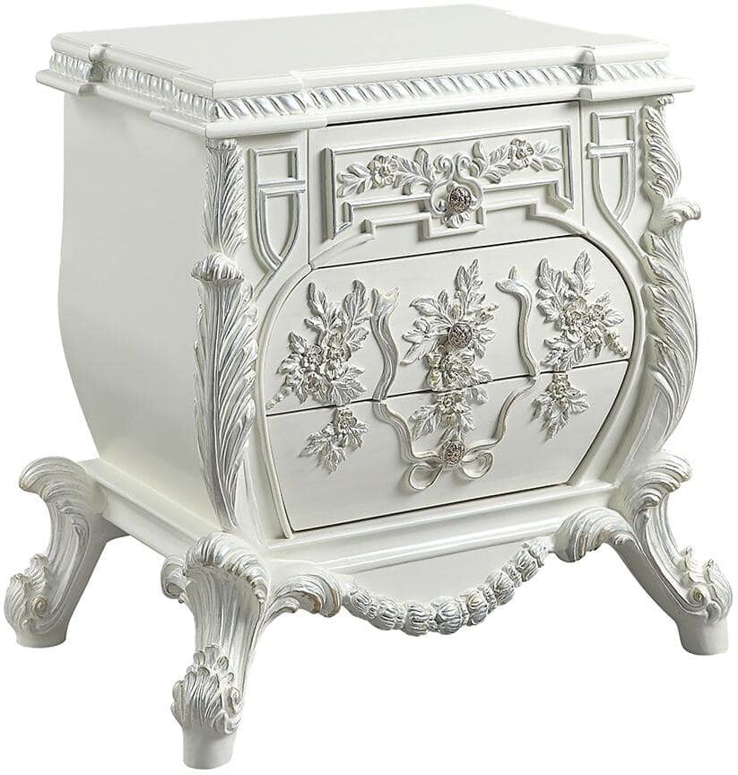 Acme Furniture Vanaheim Antique White Finish 3 Drawer 33 in. W Nightstand