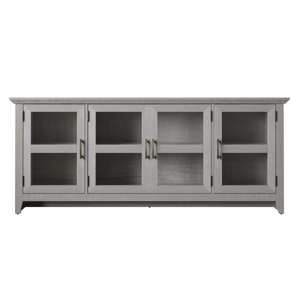 Twin Star Home 72 in. Norwalk Oak TV Console with 4-Shelf Storage Fits TVs up to 80 in with Cable Management