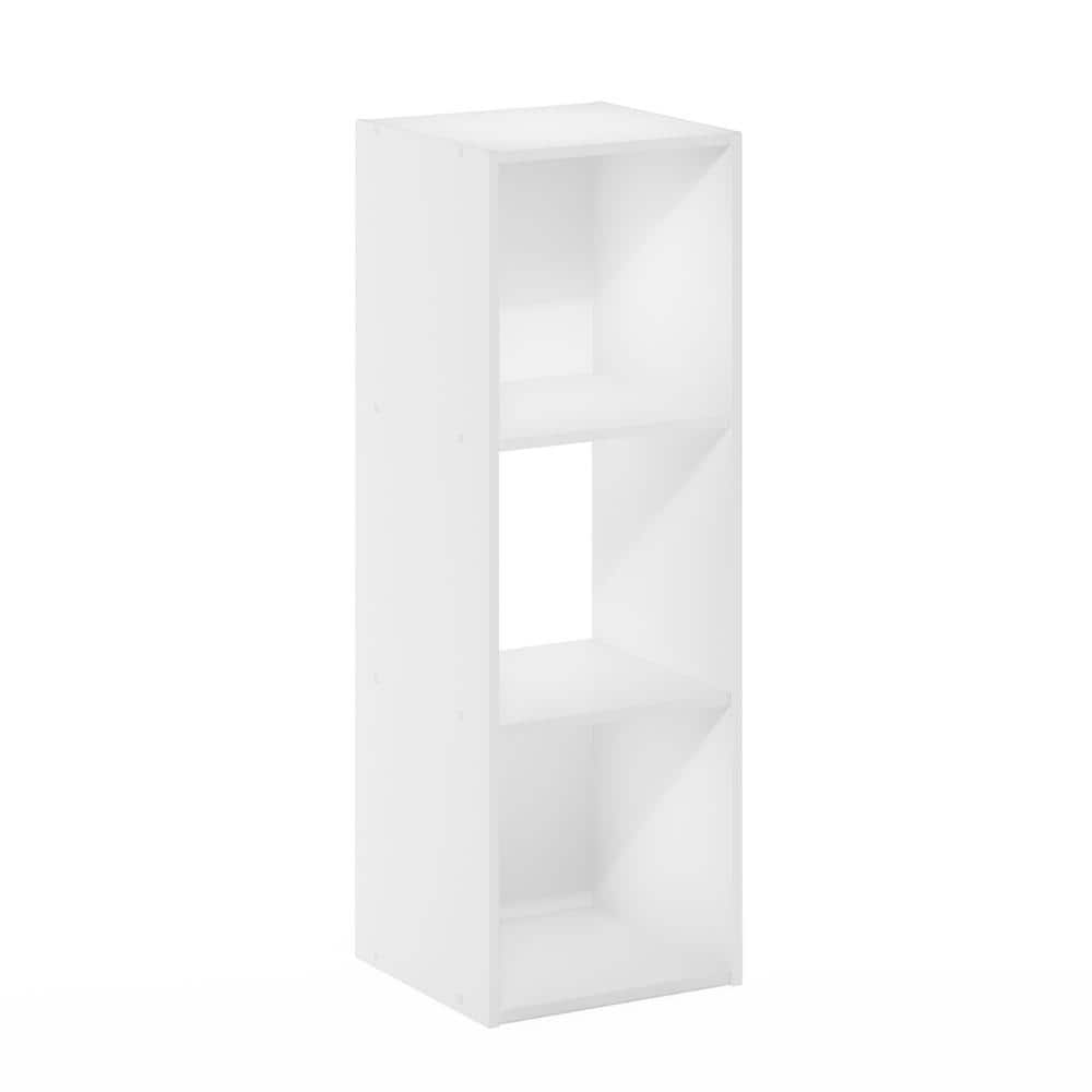 Furinno Peli 36 in. Tall White Wood 3-Shelf Cubic Storage Bookcase with Open Shelves