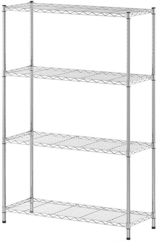 Furinno Wayar 4-Tier Metal Storage Shelf Rack in Chrome (36 in. W x 54 in. H x 14 in. D)