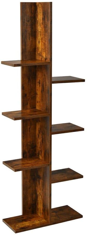 Costway 55.5 in. x 20 in. 8-Shelf Wood Bookcase Freestanding Tree Shelf Display Storage Stand