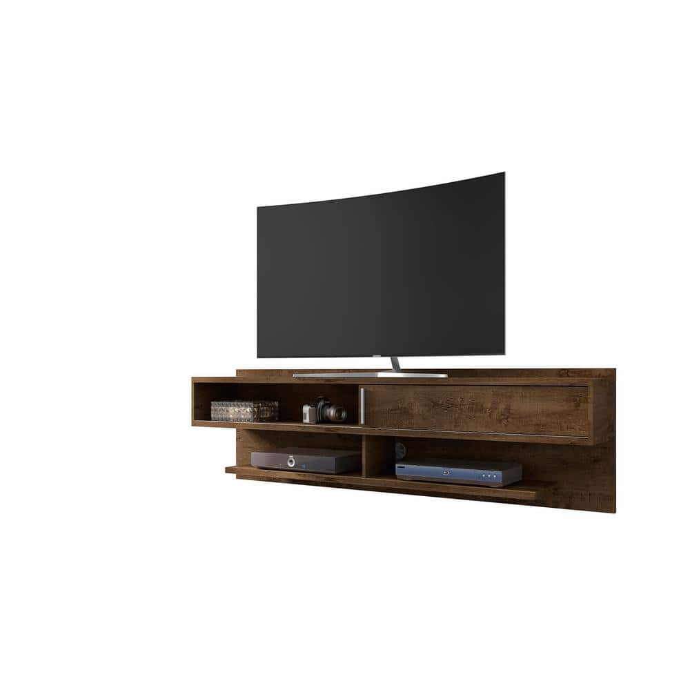 Luxor Rochester 71 in. Rustic Brown Floating Entertainment Center Fits TVs Up to 60 in. with Cable Management