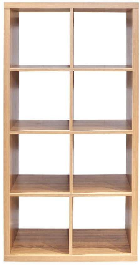 Tatahance Walnut 8-Cube Organizer Storage Cabinet with Opened Back Shelves