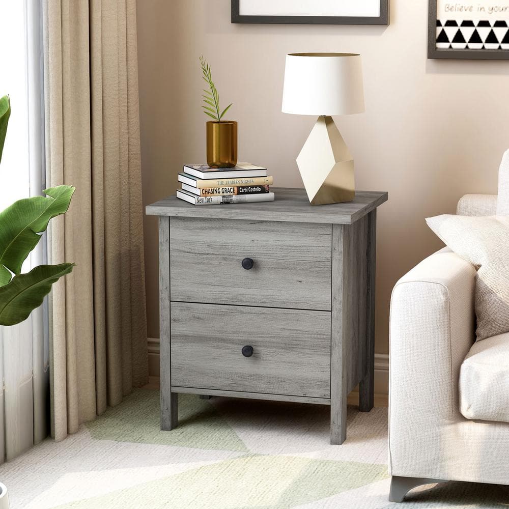 Furniture of America Aylin 2-Drawer Vintage Gray Nightstand