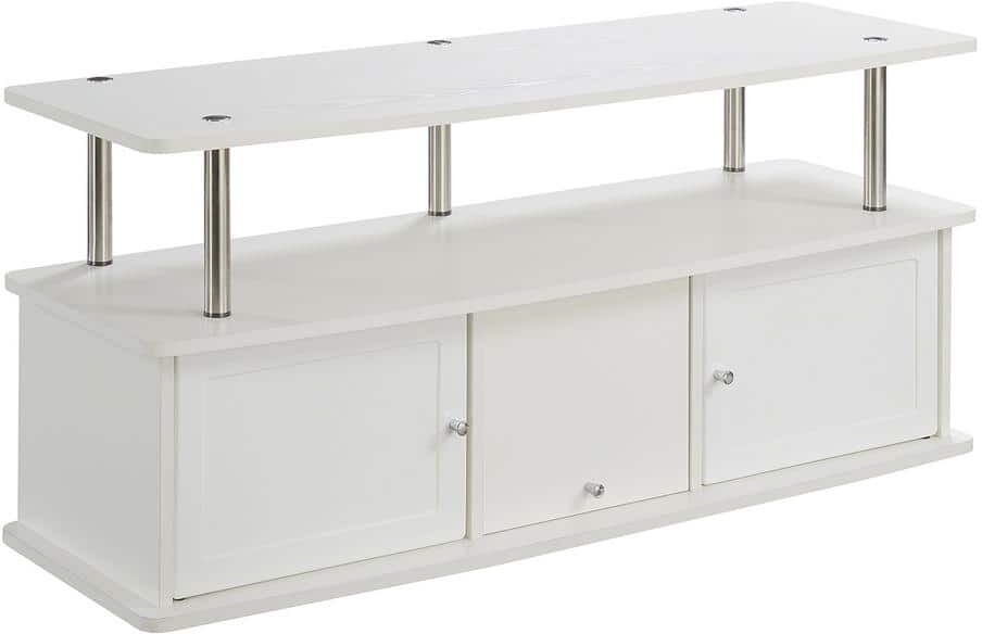 Convenience Concepts Designs2Go 47 in. White Composite TV Stand Fits TVs Up to 50 in. with Storage Doors