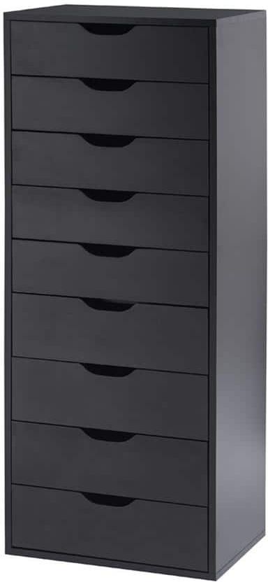 MAYKOOSH Black, 9-Drawer with Shelf, Office File Cabinets Wooden File Cabinets for Home Office Lateral File Cabinet