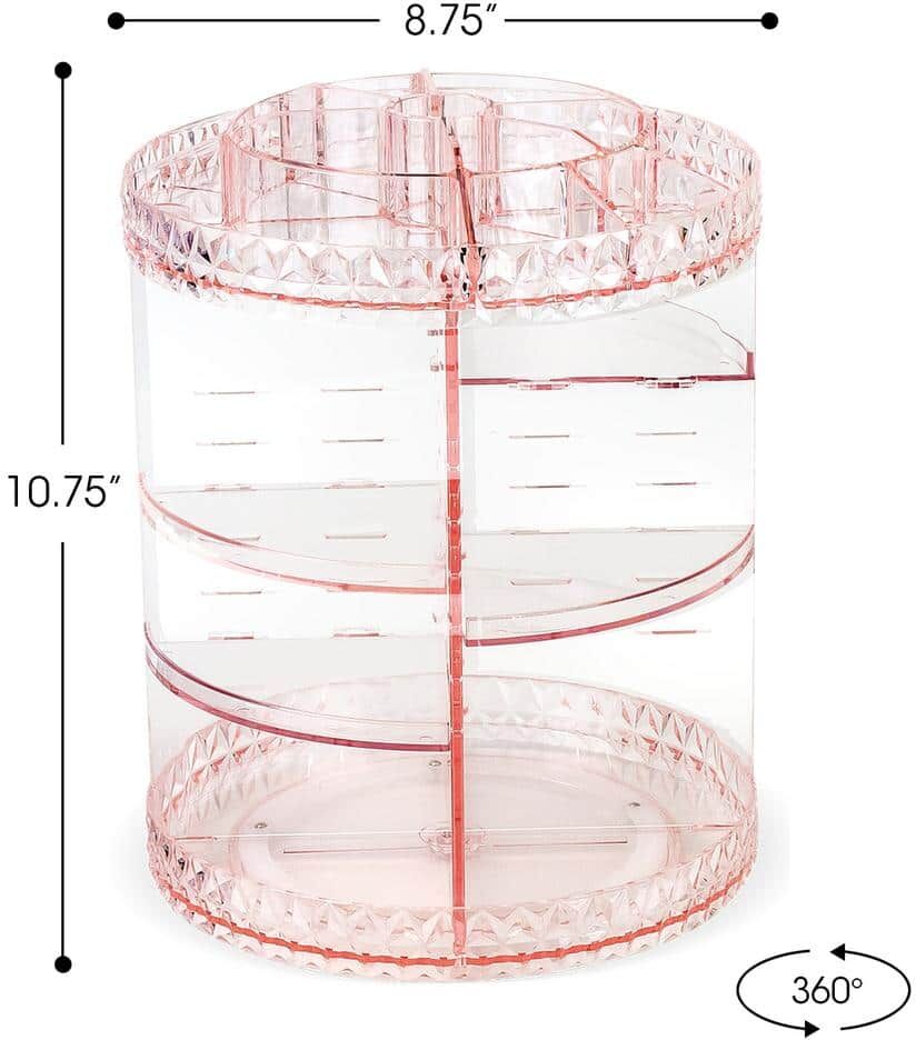 Sorbus Rotating Pink Clear Makeup Organizer