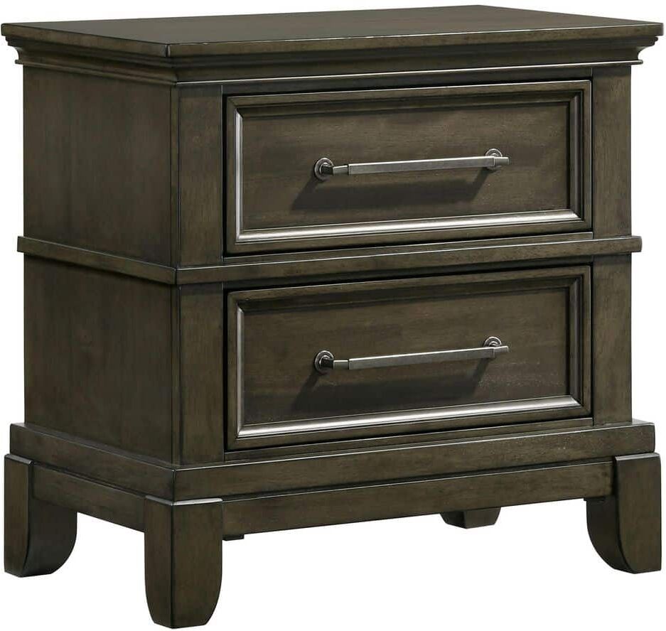 Furniture of America Emery Point 2-Drawer Gray with Care Kit Nightstand (25.5 in. H x 25.75 in. W x 15.63 in. D)