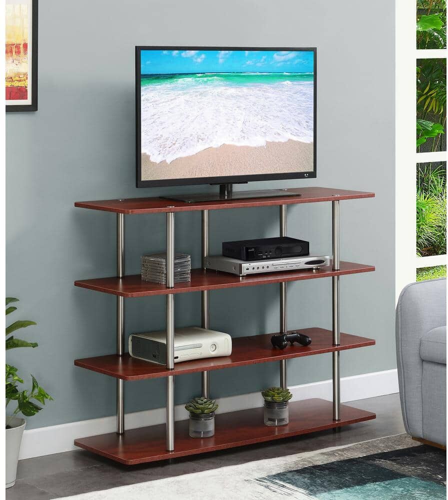 Convenience Concepts Designs2Go 47.25 in. Cherry XL Highboy TV Stand fits TVs up to 55 in. with 4-Shelves