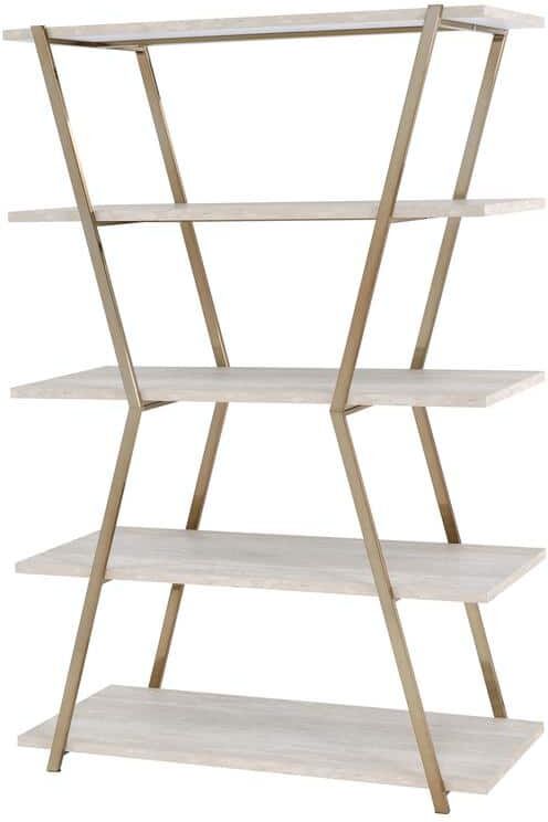 Furniture of America 72 in. Champagne Metal 5-shelf Accent Bookcase with Adjustable Shelves