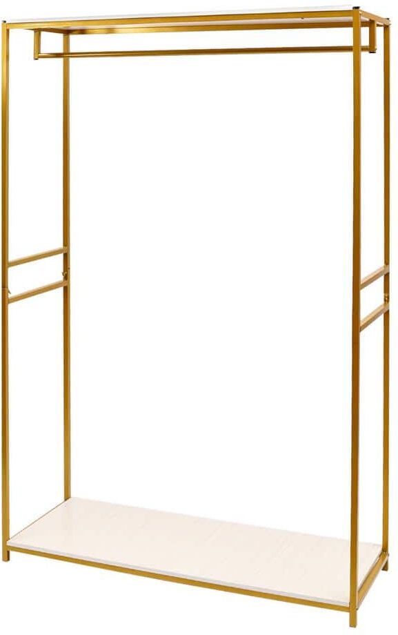 YIYIBYUS Creative Retail Heavy Duty Metal Gold Clothes Rack Wedding Dress Display stand with Shelves 47 in. W x 74 in. H