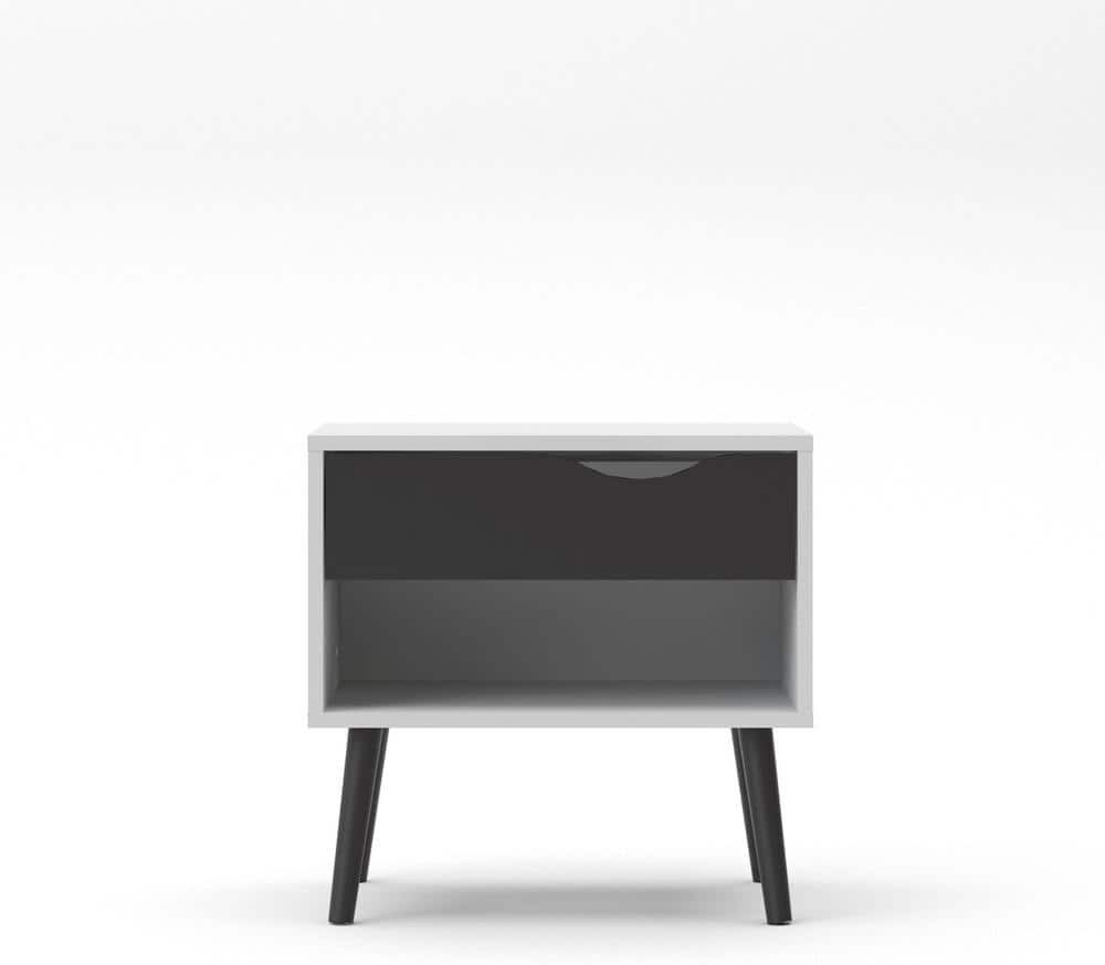 Tvilum Diana 1-Drawer White/Black Matte Nightstand