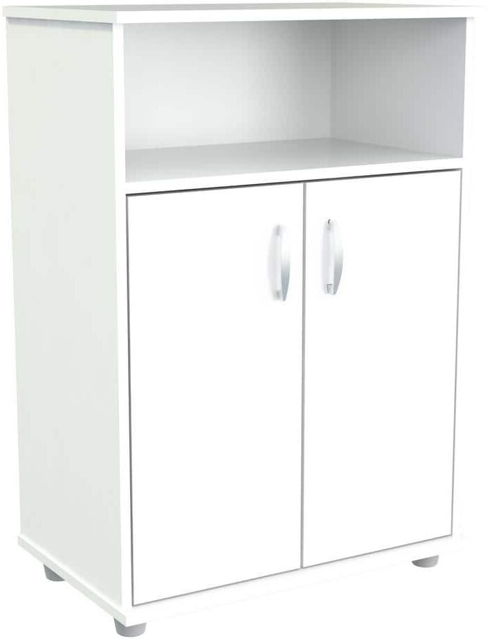 Inval 23.62x14.96x32.87 in. Microwave Storage Utility Cabinet in Laricina White