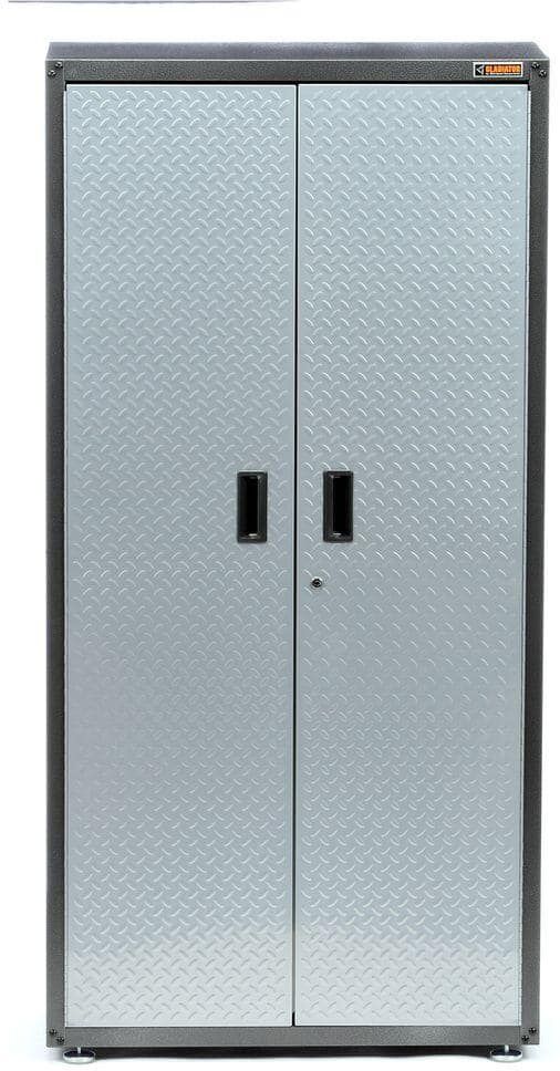 Gladiator Ready-to-Assemble Steel Freestanding Garage Cabinet in Silver Tread (36 in. W x 72 in. H x 18 in. D)