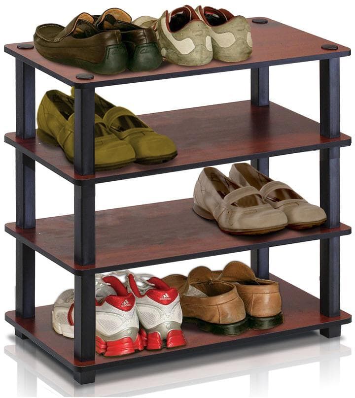 Furinno 22 in. H 12-Pair 1-Tier Cherry MDF Shoe Rack