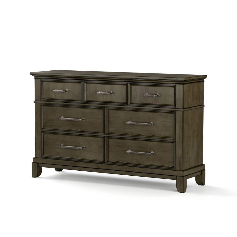 Furniture of America Emery Point 7-Drawer Gray with Care Kit Dresser (36.63 in. H x 63 in. W x 17.75 in. D)