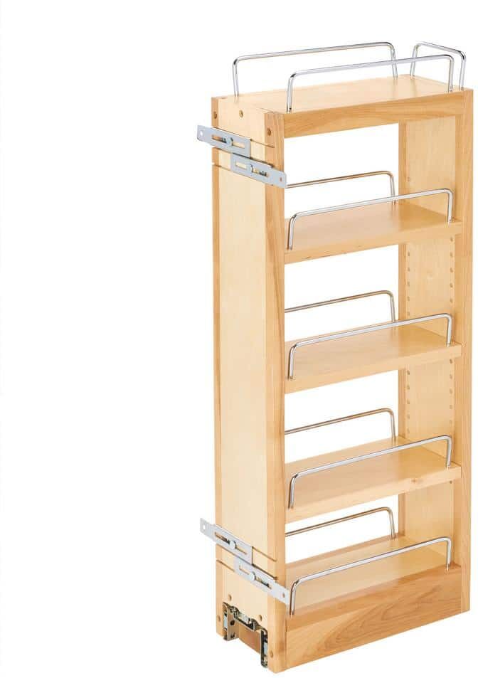 Rev-A-Shelf Natural Maple 5" Pull Out Wall Kitchen Cabinet Organizer Storage Rack