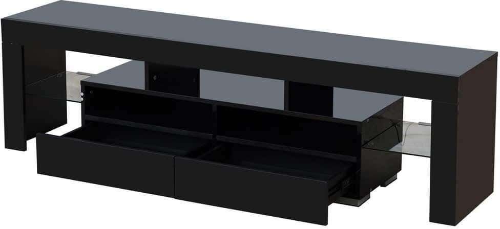 63 in. Black TV Stand Wood Media Storage Console Fits TV's up to 65 in. TV Flat Screen TV Cabinet Gaming Consoles