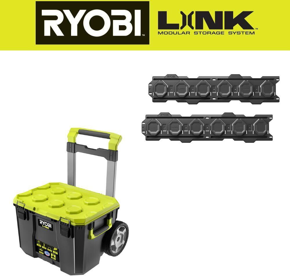 RYOBI LINK Rolling Tool Box w/ Wall Rail (2-Pack)