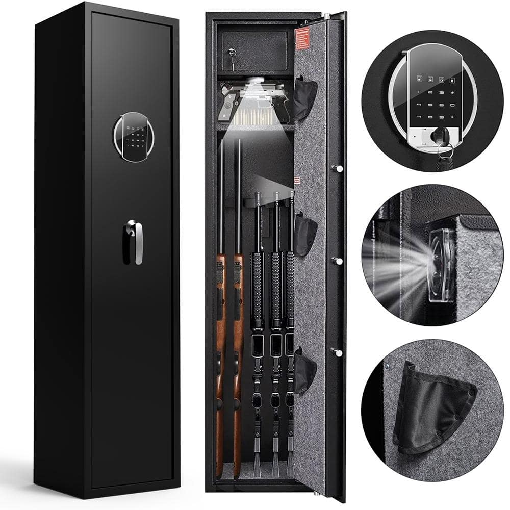 YOFE Heavy Duty Steel Home safe Long Gun Safe Large Rifle Safe Quick Access Electronic 4-5 Gun Storage Cabinet in Black