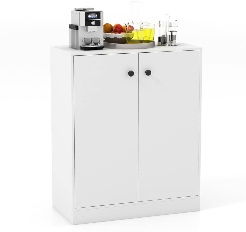 Costway 2-Door White Storage Cabinet Buffet Cabinet with 3 Shelves Sideboard for Kitchen Hallway