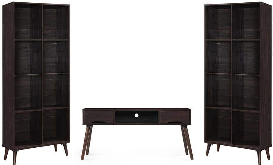 Noble House Chesline 3-Piece Walnut Entertainment Center Fits TVs Up to 49 in.