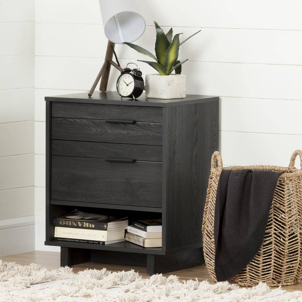 South Shore Fynn 1-Drawer Gray Oak Nightstand