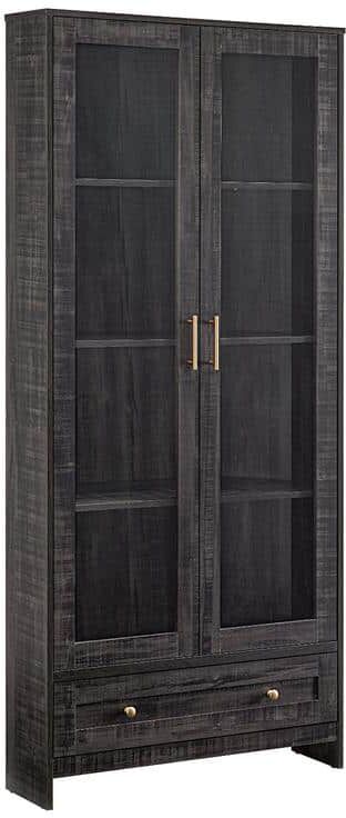 Home Source Industries Home Source Display Storage Cabinet in Black with Glass Doors