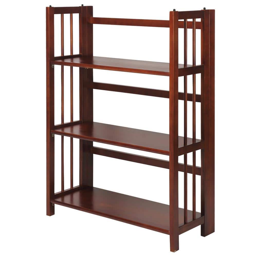 Home Decorators Collection 38 in. Walnut Wood 3-shelf Etagere Bookcase