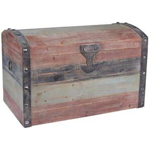 HOUSEHOLD ESSENTIALS 18.25 in. Weathered Red,Black and Blue Wood Storage Trunk