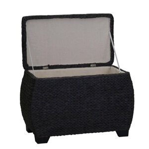 HOUSEHOLD ESSENTIALS Large Curved in Black Wicker Storage Chest 17.5 x 28.74 x 19.8