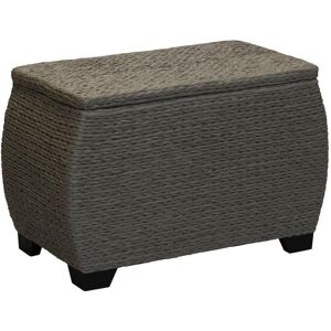 HOUSEHOLD ESSENTIALS Large Curved Hand-Woven Wicker Storage Chest in Gray 17.5 in. x 28.74 in. x 19.8 in.