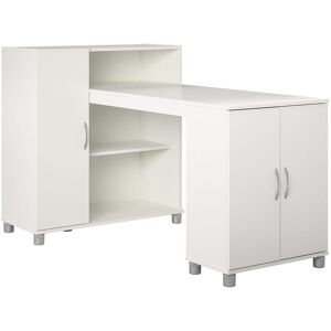 SystemBuild Evolution Lonn 59.61 in. White Hobby and Craft Desk with Storage Cabinet