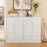 FUFU&GAGA White 35.4 in. Height Wooden Elegant Storage Cabinet, Console Shoe Stroage Table with 10 Shelves and 1 Drawer