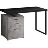 COMPUTER DESK - 3 STORAGE DRAWERS / LEFT OR RIGHT SETUP / FLOATING DESKTOP - 48"L - BLACK TOP / GREY CONCRETE-LOOK