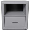 Boyd Sleep Lombardi Grey Faux Leather 1-Drawer Fully Assembled Nightstand