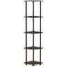 Furinno Turn-N-Tube Columbia Walnut/Black 5-Tier Corner Display Rack Multipurpose Shelving Unit