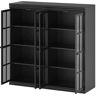 FUFU&GAGA Black Wood 47.2 in. H Storage Cabinet With Tempered Glass Doors