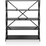 Furniture of America Libi 57 in. H Black 5-Shelf Bookcase With Glass Shelves