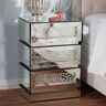 Baxton Studio Sabrina 3-Drawer Silver Metallic Nightstand