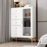 FUFU&GAGA White 5-Drawers 31.5 in. Width Wooden Dresser, Chest of Drawers, Sideboard with Metal Legs, Shelves and Drawers