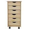 Adeptus 6-Drawer Solid Wood Mobile Storage Cart in Unfinished