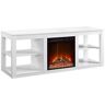 Ameriwood Home Nelson White 65 in. TV Stand Console with Fireplace